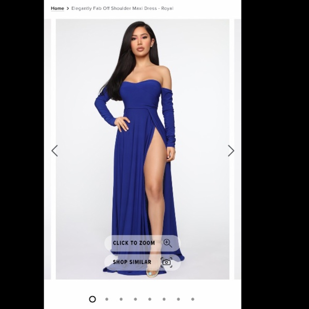 Fashion Nova blue off the shoulder maxi dress